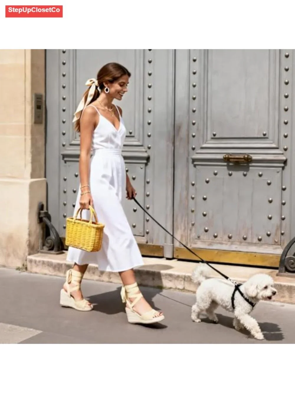 Woven Straw Espadrilles Wedge Sandals Square Toe Ankle Strap Lace Up Summer